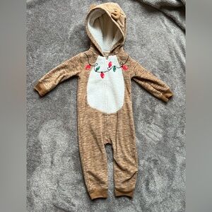 Carter's Tan Reindeer Hooded Bodysuit